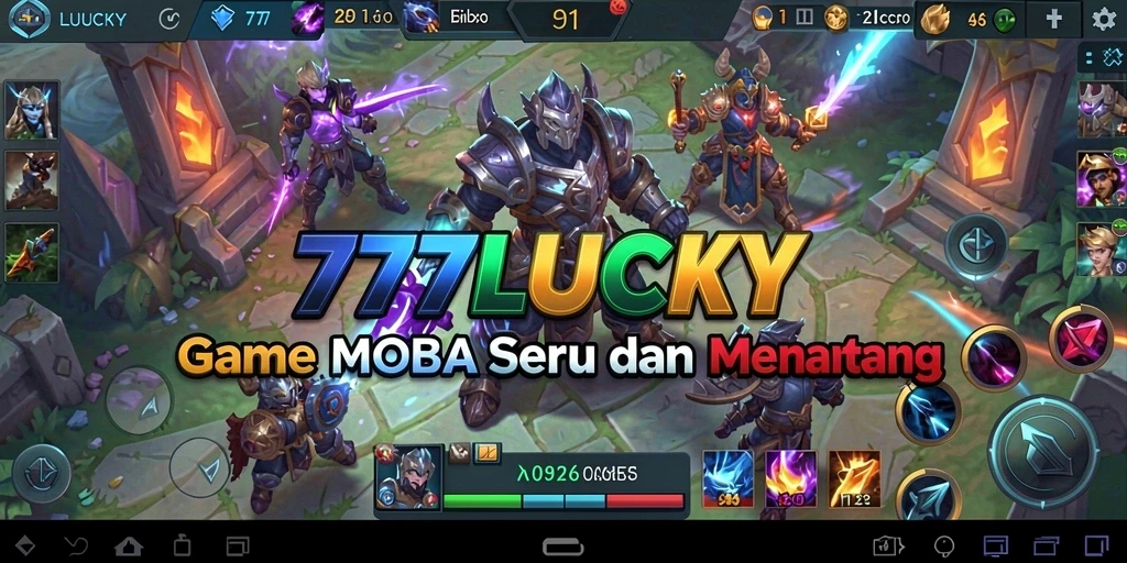 Tampilan epic pertempuran di 777LUCKY dengan karakter beragam.