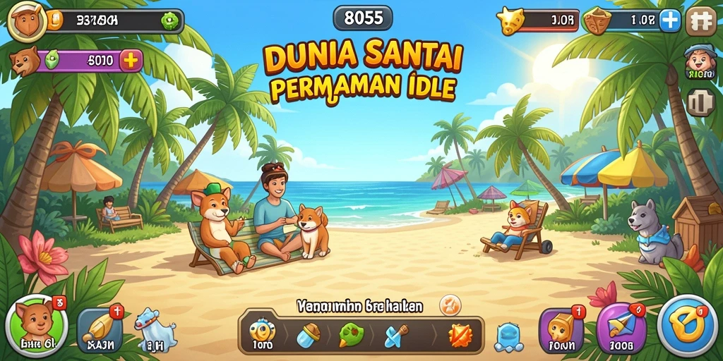Tangkapan layar dari permainan Idle yang menunjukkan kemajuan membangun dunia.