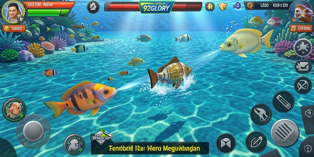 Tampilan gameplay menarik Tembak Ikan di 92GLORY.