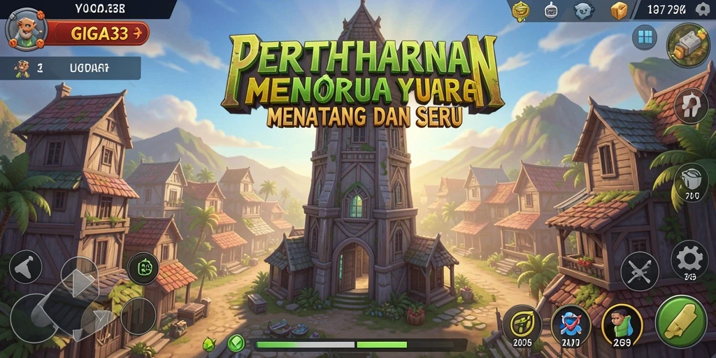Gameplay seru dalam GIGA33 dengan menara yang beragam.