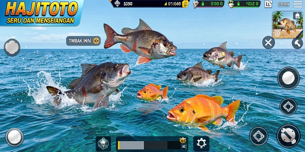 Tampilan gameplay seru dalam HAJITOTO menembak ikan.
