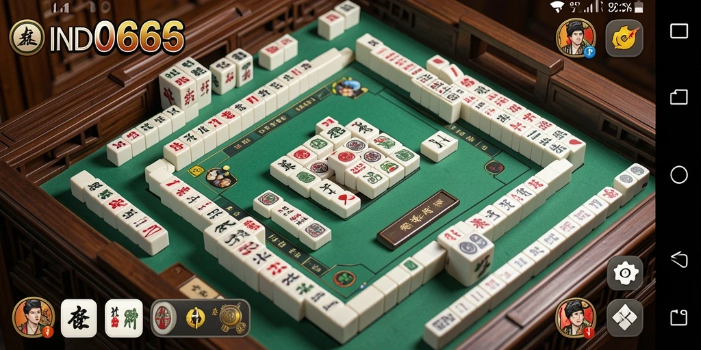 Screenshoot gameplay IND666 menampilkan keseruan bermain Mahjong.