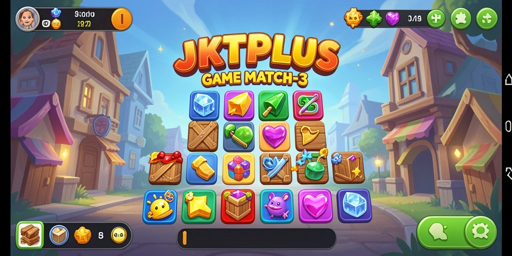 Gameplay seru JKTPLUS dengan kombinasi batu permata berwarna.