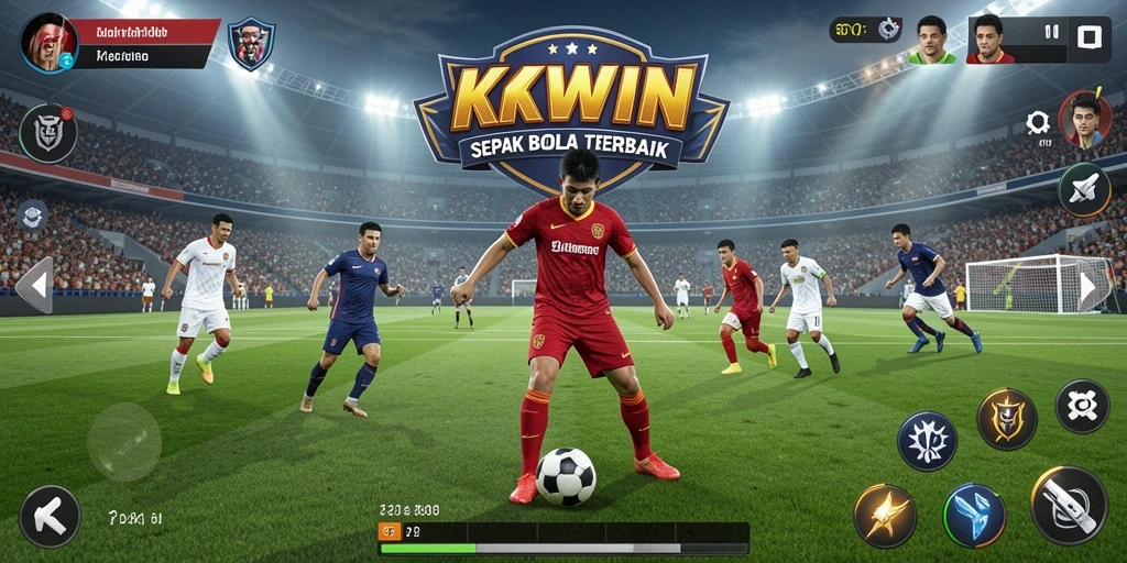 Tangkapan layar KKWIN menampilkan aksi seru pertandingan sepak bola.