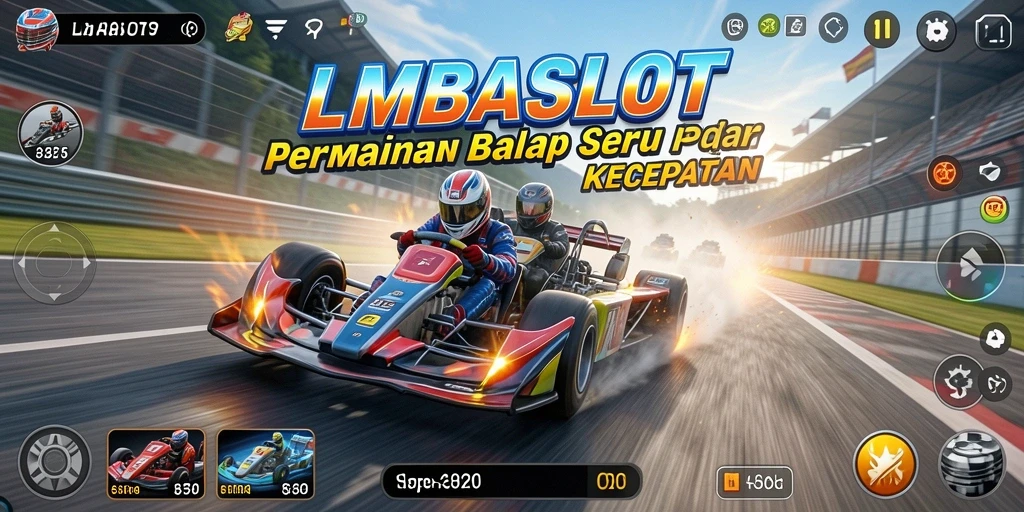 Tangkapan layar gameplay LMBASLOT yang menunjukkan aksi balapan cepat.