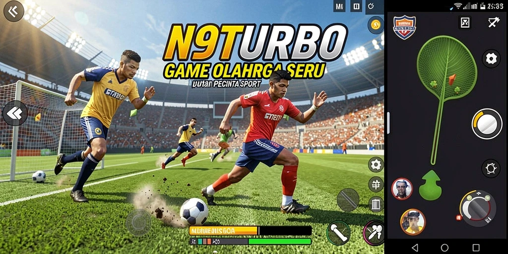 Screenshot N9TURBO menampilkan aksi seru dalam permainan olahraga.