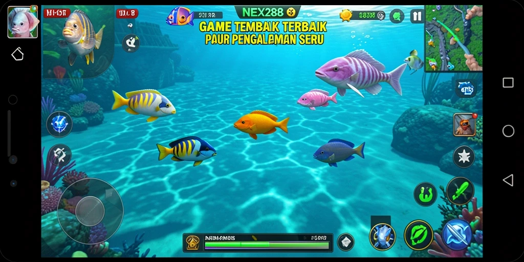 Tampilan gameplay seru dalam NEX288 dengan fitur tembak ikan.