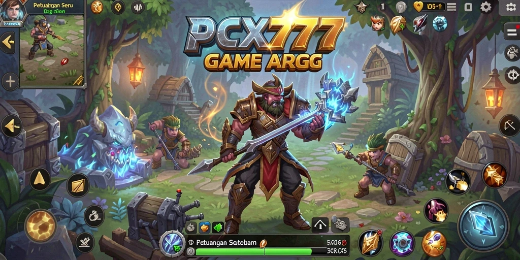 Screenshot game PCX777 menampilkan pertarungan seru antar karakter.
