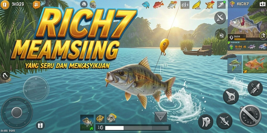Screenshot gameplay <strong>RICH7</strong> yang menampilkan aksi memancing yang seru.