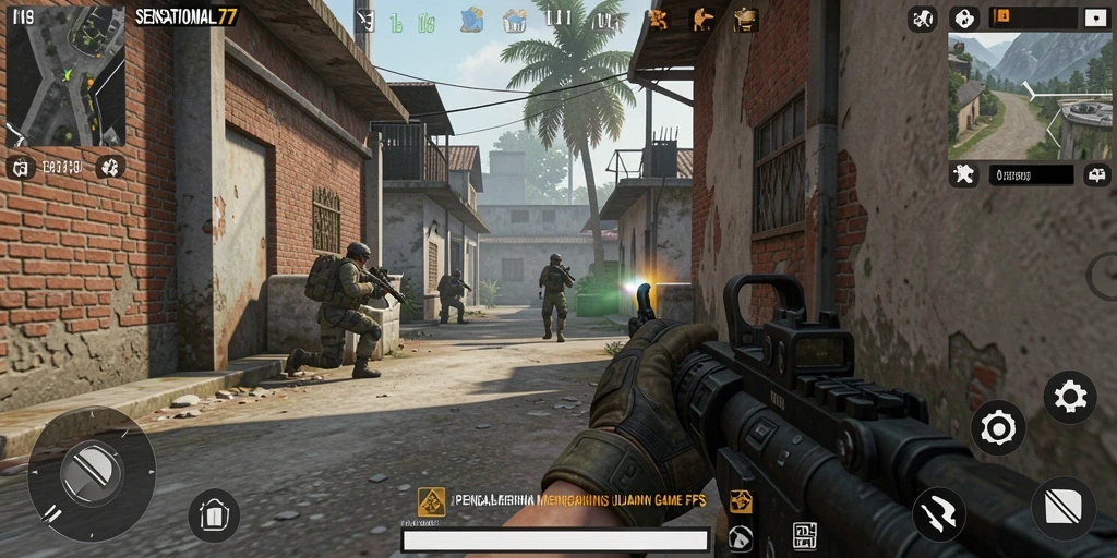 Screenshot menunjukkan aksi gameplay menegangkan di SENSATIONAL77.