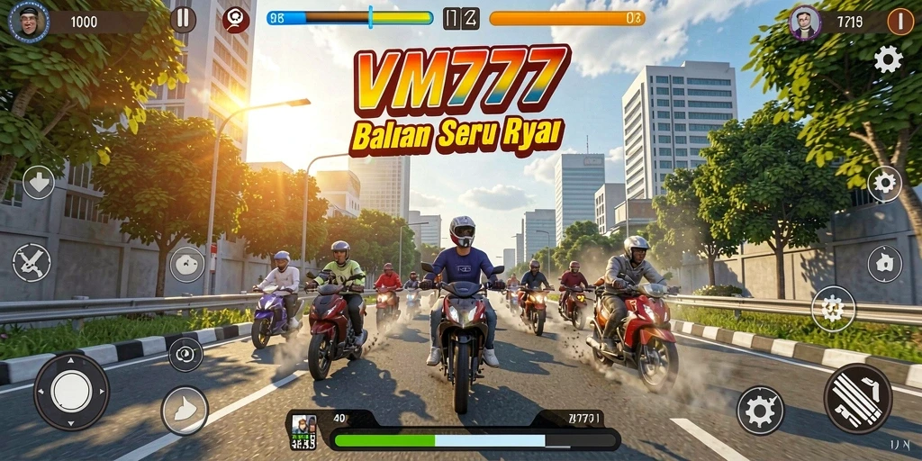 Screenshot gameplay VM777 dengan aksi balapan mendebarkan.